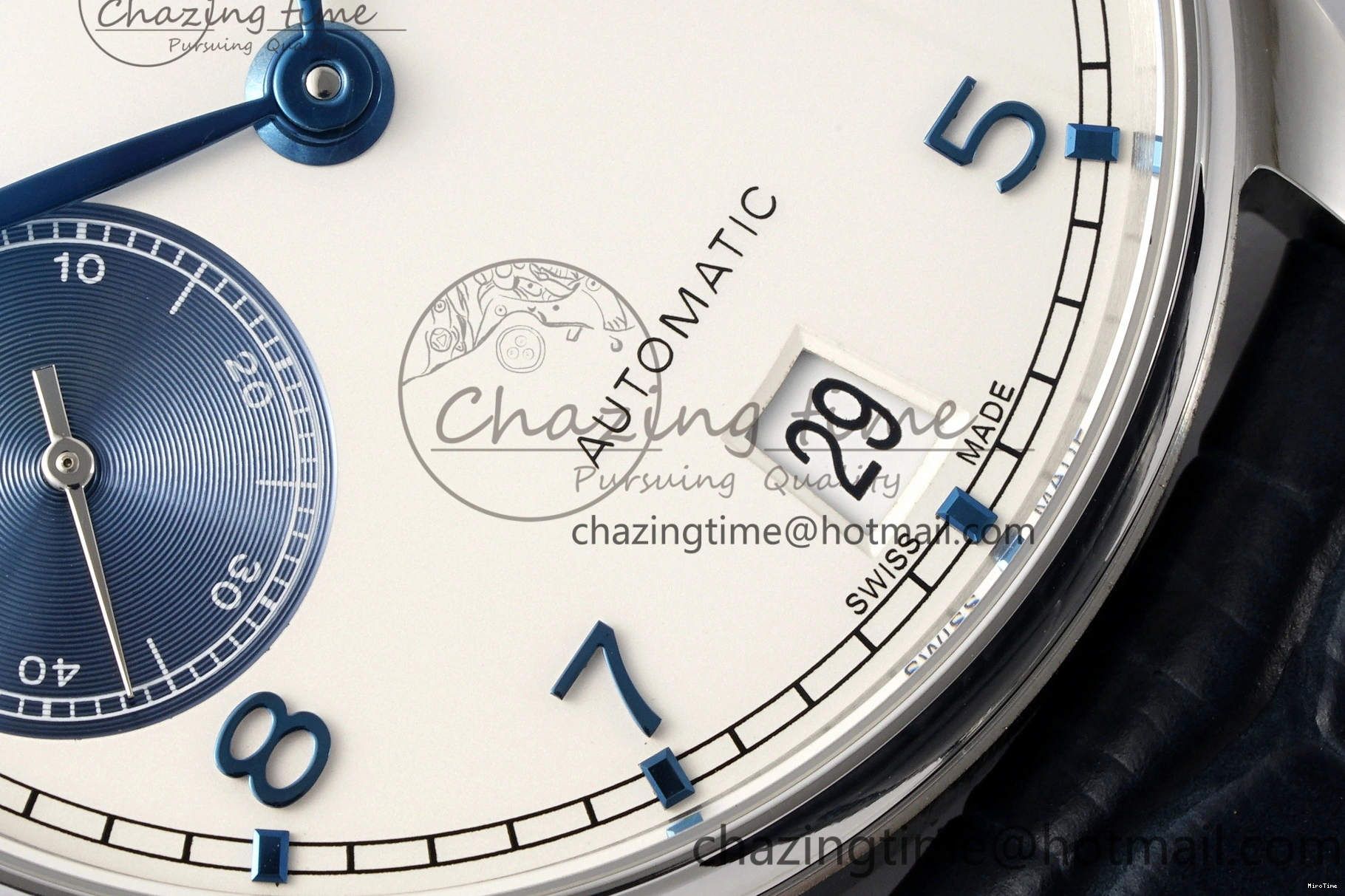 MIROTIME 0316 ZeroBulk Portuguese Real PR IW500715 SS AZF 1:1 Best Edition White Blue Dial on Blue Leather Strap A 7034